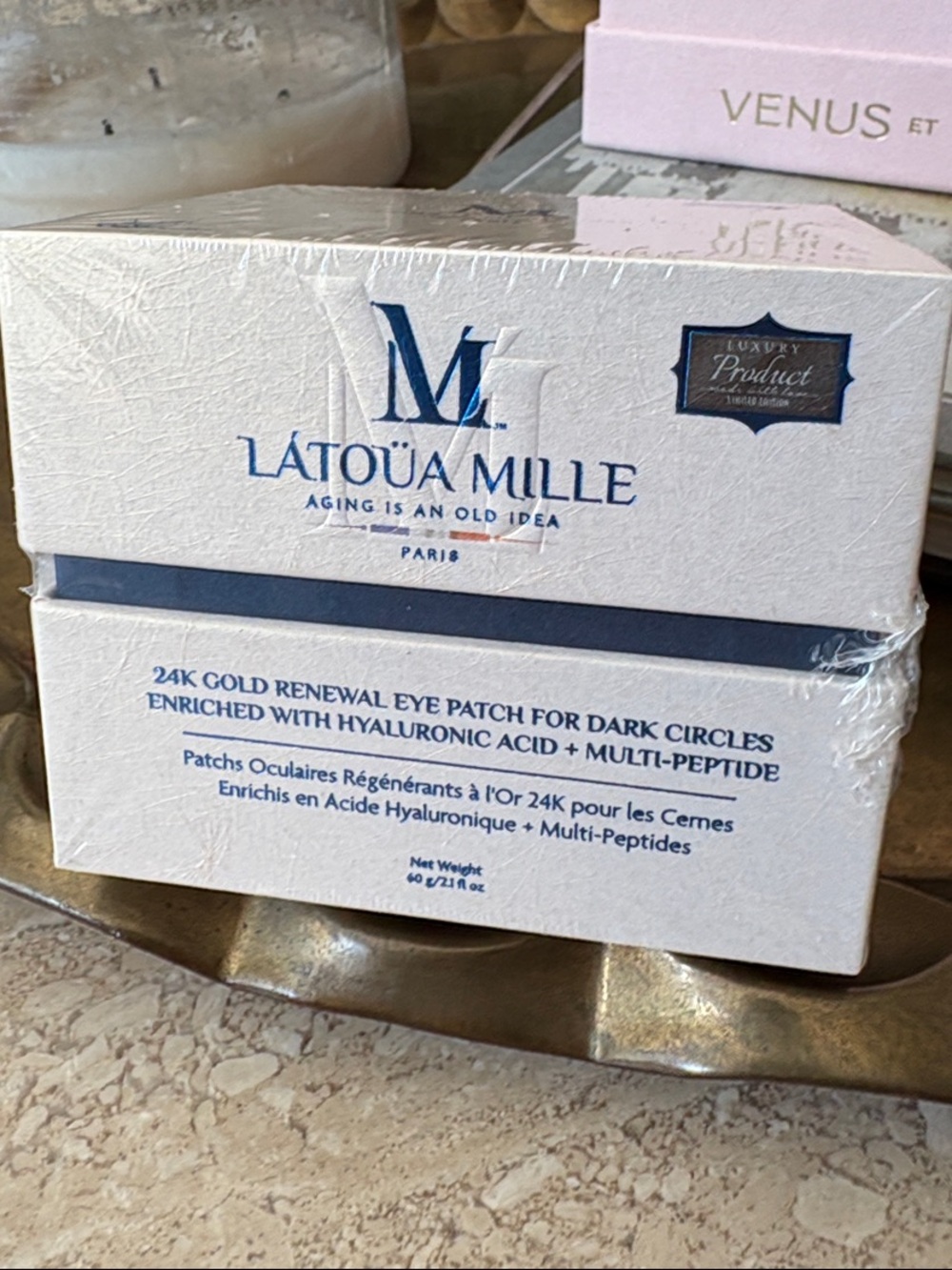 Latoua Mille 24K Gold Renewal Eye Patch for Dark Circles Hyaluronic Acid NWT
